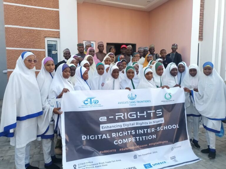 REPORT OF THE DIGITAL RIGHTS INTER-SCHOOL COMPETITION FOR SENIOR SECONDARY SCHOOLS IN KANO ORGANIZED BY THE CENTRE FOR INFORMATION TECHNOLOGY AND DEVELOPMENT (CITAD), AVOCATS SANS FRONTIERES AND SPACES FOR CHANGE ON THE 4 TH OF DECEMBER, 2024