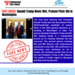 FACT-CHECK: Donald Trump Never Met, Praised Peter Obi in Washington